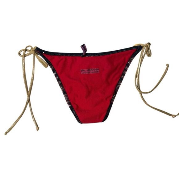 Betty Bangs Red & Black Dream On Aerosmith Rhinestone Cheeky Bikini Bottom - Picture 12 of 13